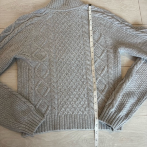 Aritzia Sunday Best Boreal 1/2 Zip Cable Knit Sweater Wool Blend Cropped - Picture 7 of 10